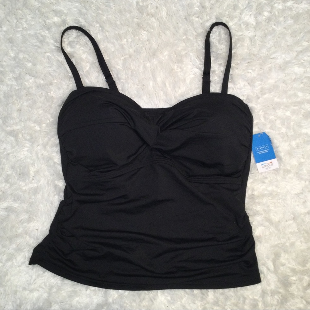 Lands' End Black Swim Tankini Top 12P New